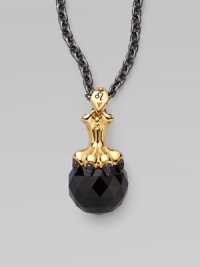A goldplated sterling silver lion claw, complete wit pavé black cubic zirconia, looms over a jet crystal, strung on a long elegant chain.Jet crystal Cubic zirconia Goldplated sterling silver Black rhodium plated sterling silver Chain length, about 30 Pendant width, about 1½ Lobster clasp Imported A goldplated sterling silver lion claw, complete wit pavé black cubic zirconia, looms over a jet crystal, strung on a long elegant chain.Jet crystal Cubic zirconia Goldplated sterling silver Black rhodium plated sterling silver Chain length, about 30 Pendant width, about 1½ Lobster clasp Imported