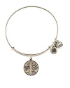 Simply styled in plated silver, this Alex and Ani bangle is an earthy addition to your bracelet stack with its etched Tree of Life charm.