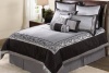 Hallmart Collectibles 49370 Rosenthal Black Queen Size Comforter Set, 9-Piece