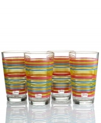 Ringed with colors to complement everyone's favorite dinnerware, Fiesta highball glasses lend retro-fun charm to any casual setting. Featuring bands of pink in the latest Fiesta hue: Flamingo! Ringed with colors to complement everyone's favorite dinnerware, Fiesta highball glasses lend retro-fun charm to any casual setting. Featuring bands of pink in the latest Fiesta hue: Flamingo!
