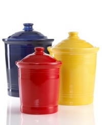 Enhance your decor with these sunny canisters from Fiesta! Glazed with a cheerful hue, these canisters are sure to brighten your home. Enhance your decor with these sunny canisters from Fiesta! Glazed with a cheerful hue, these canisters are sure to brighten your home.
