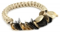 Kenneth Cole New York Modern Crush Gold-Tone and Hematite-Color Leaf Half Stretch Bracelet