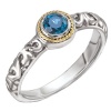 925 Silver & Blue Topaz Ring with 18k Gold Accents- Sizes 6-8