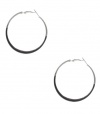 G by GUESS Silver-Tone and Black Hoop Earrings, SILVER