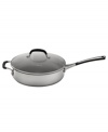 Enjoy consistently superb performance -- from searing to sauteing to browning and more -- with the Simply Calphalon Stainless sauté pan. It's a particularly polished pan, great-looking and hard-working, crafted with a bottom core of heavy-gauge, highly conductive aluminum that helps food cook evenly every time. 10-year warranty.