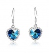 Mystery Ocean Blue Heart Drop Earrings with Elegant Jewelry Box
