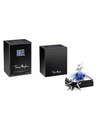 The art of refined perfume meets the delights of feminine indulgences when the Angel Extrait de Parfum comes to life, dressed with a signature Couture Brooch designed by Thierry Mugler - a touch to adorn your décolleté. Made of zamac, the brooch is punctuated by a dramatic spike, embossed with the Thierry Mugler signature. The art of refined perfume meets the delights of feminine indulgences when the Angel Extrait de Parfum comes to life, dressed with a signature Couture Brooch designed by Thierry Mugler - a touch to adorn your décolleté. Made of zamac, the brooch is punctuated by a dramatic spike, embossed with the Thierry Mugler signature.