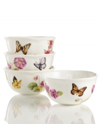 Grow your garden. Butterfly Meadow Bloom bowls from Lenox feature the sturdy, scalloped porcelain of original Butterfly Meadow dinnerware but with a variety of fresh new floral motifs. Grow your garden. Butterfly Meadow Bloom bowls from Lenox feature the sturdy, scalloped porcelain of original Butterfly Meadow dinnerware but with a variety of fresh new floral motifs.