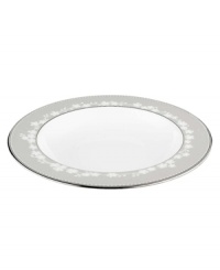 This essential rimmed bowl is specially crafted in bone china with a delicate floral design with textured white beads and elegant platinum trim. Suitable for serving hearty soups, stews and pasta creations. From the Lenox dinnerware collection. This essential rimmed bowl is specially crafted in bone china with a delicate floral design with textured white beads and elegant platinum trim. Suitable for serving hearty soups, stews and pasta creations. From the Lenox dinnerware collection.