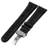 JBW Men's JB-24mmSILV_BLK 24mm Genuine Black Crocodile Pattern Butterfly Buckle Leather Watch Band