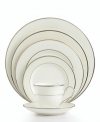 Modern yet timeless, this fine china dinnerware is sure to satisfy the style-hungry host. Simply dressed in cream and white stripes and finished with a polished platinum trim, Opal Innocence Stripe place settings create an ultra-chic setting to enjoy celebratory meals.