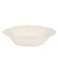With fanciful beading and a feminine edge, this Lenox French Perle pasta bowl is a great addition to your white dinnerware and has an irresistibly old-fashioned sensibility. Hard-wearing stoneware is dishwasher safe and, in a soft white hue with antiqued trim, a graceful addition to any meal. With fanciful beading and a feminine edge, this Lenox French Perle pasta bowl is a great addition to your white dinnerware and has an irresistibly old-fashioned sensibility. Hard-wearing stoneware is dishwasher safe and, in a soft white hue with antiqued trim, a graceful addition to any meal.