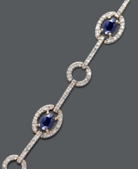 Look your absolute best in this stunning accessory. Victoria Townsend's regal-looking bracelet highlights oval-cut sapphires (2 ct. t.w.) and diamond-accented circular and oval links. Crafted in 18k gold over sterling silver. Approximate length: 7 inches.