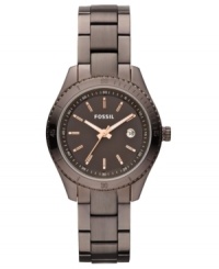 Trade in your classic silver and gold for this unique brown steel Stella timepiece from Fossil. Trade in your classic silver and gold for this unique brown steel Stella timepiece from Fossil.