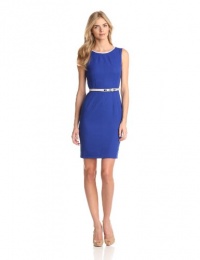 Anne Klein Women's Sleeveless Belted Solid Dress Anne Klein Women's Sleeveless Belted Solid Dress