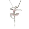 Pink Crystal Dancer Ballerina Charm Pendant Necklace Fashion Jewelry