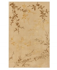 Delicate branches stretch across the smooth tan ground of this chic and sophisticated area rug from Surya. Made with a mix of wool and art silk, this hand-tufted rug has a luxurious luster that lifts the profile of any room. Delicate branches stretch across the smooth tan ground of this chic and sophisticated area rug from Surya. Made with a mix of wool and art silk, this hand-tufted rug has a luxurious luster that lifts the profile of any room.