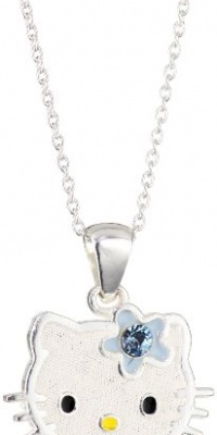 Hello Kitty Girl's Sterling Silver December Birthstone Pendant Necklace and Chain