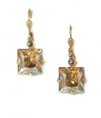 Catherine Popesco 14k Gold Plated Large Square Dangle Earrings with Champagne Swarovski Crystals Catherine Popesco 14k Gold Plated Large Square Dangle Earrings with Champagne Swarovski Crystals