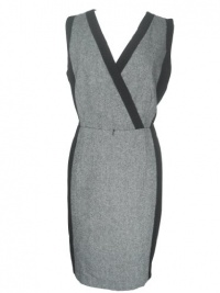 CALVIN KLEIN V-Neck Colorblock Dress-BLACK/GREY-14 CALVIN KLEIN V-Neck Colorblock Dress-BLACK/GREY-14