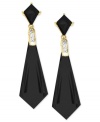 Look sharp and chic with these onyx (12-3/4 ct. t.w.) dagger earrings, adorned with diamond accents. Crafted from 10k gold. Approximate drop: 1-3/8 inches. Approximate width: 1/3 inch.