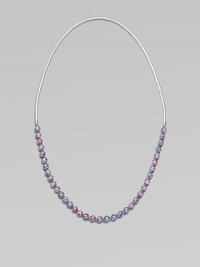 Colorful, painted glass beads compliment the supple metallic leather cord. Glass beadsLeather cordLength, about 43Slip-on styleImported 