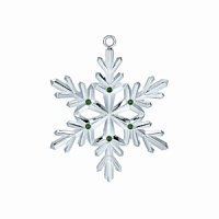 Gleaming in polished silver plate, this sculptural ornament is detailed with twinkling crystal stones for a look that's festive and traditional. Gleaming in polished silver plate, this sculptural ornament is detailed with twinkling crystal stones for a look that's festive and traditional.