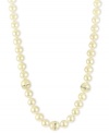 Elegance defined. This pretty necklace combines cultured freshwater pearls (8-10 mm) and cubic zirconia accents in a polished 18k gold over sterling silver setting. Approximate length: 18 inches.