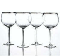 Charter Club Grand Buffet Set of 4 Double Band Platinum Balloon Goblets Charter Club Grand Buffet Set of 4 Double Band Platinum Balloon Goblets