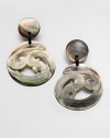 Iridescent brilliance gives these shell earrings must-have appeal. ShellDrop, about 4Imported