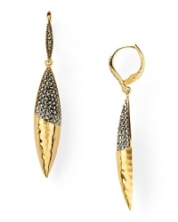 Judith Jack interprets the feather motif in striking style. This pair of thin, gold drop earrings flaunt a sculptural shape with allure-adding sparkle. Judith Jack interprets the feather motif in striking style. This pair of thin, gold drop earrings flaunt a sculptural shape with allure-adding sparkle.