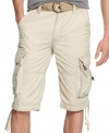 Combining the best of both cargos and chinos: Drawstring leg cargo shorts from Wear Ever in ripstop cotton. Belt included. (Clearance)