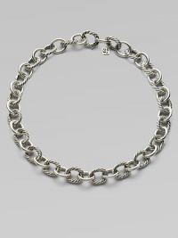 From the Oval Link Collection. Large sterling silver links alternate between smooth and cabled in a chain to wear alone or with a jeweled enhancer. Sterling silver Length, about 17½ Hidden spring clip clasp Imported