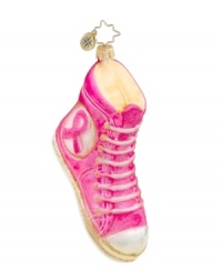 Take steps to conquer and raise awareness about breast cancer with this Christopher Radko charity ornament. Hand painted with a pink ribbon, it celebrates moms, daughters, sisters and other brave women who beat or are now battling the disease. (Clearance) Take steps to conquer and raise awareness about breast cancer with this Christopher Radko charity ornament. Hand painted with a pink ribbon, it celebrates moms, daughters, sisters and other brave women who beat or are now battling the disease. (Clearance)