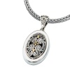 925 Silver Oval Filigree Swirl Pendant with 18k Gold Accents