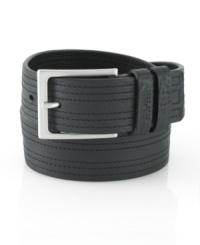 Give your casual look an extra shot of cool with a stitched belt from Hugo Boss. Give your casual look an extra shot of cool with a stitched belt from Hugo Boss.