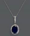 Cultivate a look of elegance. Effy Collection's stunning oval-shaped sapphire pendant (1-3/8 ct. t.w.) gets a dose of extra shine with the addition of round-cut diamonds (1/6 ct. t.w.). Set in 14k white gold. Approximate length: 18 inches. Approximate drop: 3/4 inch.