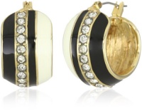 Anne Klein Saturnalia Gold-Tone Ivory, Jet and Crystal Hoop Earrings