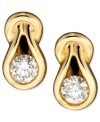 Brilliant faceted diamonds (1/3 ct. t.w.) heighten the drama of these fine 14k gold earrings by Everlon™. Drop measures approximately 1/4 inch.