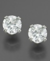 Give her a dose of classic glamor with these faceted cubic zirconia (3mm) stone earrings. In 14k gold.