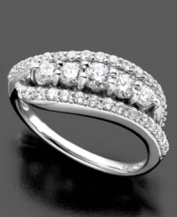 Capture the brilliance of a full-fledged romance with this magnificent ring by Wrapped in Love™. Crafted in 14k white gold with sparkling round-cut diamonds (1 ct. t.w.). Capture the brilliance of a full-fledged romance with this magnificent ring by Wrapped in Love™. Crafted in 14k white gold with sparkling round-cut diamonds (1 ct. t.w.).