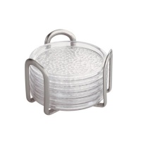 InterDesign Rain Coasters with Holder, Set of 6, Clear InterDesign Rain Coasters with Holder, Set of 6, Clear