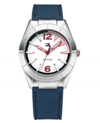 Cool blues or sultry reds, the choice is yours on this reversible sport watch from Tommy Hilfiger. Cool blues or sultry reds, the choice is yours on this reversible sport watch from Tommy Hilfiger.