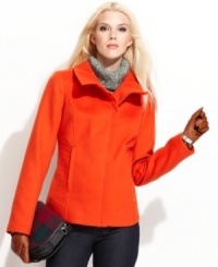 A tailored jacket from Kensie makes an ideal top layer for mild weather, or a bold layering piece in colder temperatures. A tailored jacket from Kensie makes an ideal top layer for mild weather, or a bold layering piece in colder temperatures.