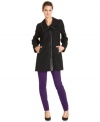 Tonal faux leather trim gives this textured coat from Alfani an ultra modern feel.