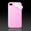 Hello Kitty Pink Silicone w bow (bow color may vary) Flexa silicone case cover for Apple iPhone 4 4G 4S