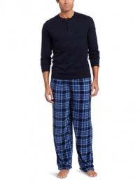 Intimo Men's Knit Henley Printed Micro Fleece Pajama Pant Intimo Men's Knit Henley Printed Micro Fleece Pajama Pant