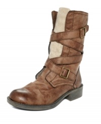 Roxy's Biscayne booties have a funky contrasting tongue that gives this strapped up style an interesting dual texture.