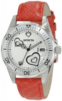 Invicta Women's 12402 Pro Diver Silver Heart Dial Red Leather Watch Invicta Women's 12402 Pro Diver Silver Heart Dial Red Leather Watch