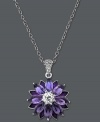 The perfect pick. With petals made of marquise-cut amethyst (4-7/8 ct. t.w.) and a round-cut white topaz center (1-1/5 ct. t.w.), Town & Country's beautiful bloom makes a poignant statement. Crafted in sterling silver. Approximate length: 18 inches. Approximate drop: 3/4 inch.